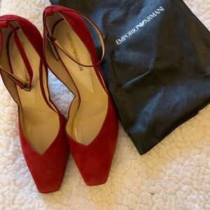 Emporio Armani deep red heeled pumps